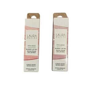Laura Geller Fine Shine Glossy Lip Oil Duo Beachy Peach Mauve Along NIB